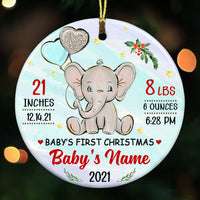 Personalized Elephant Baby First Christmas Circle Ornament NB121 87O53 thumb 1