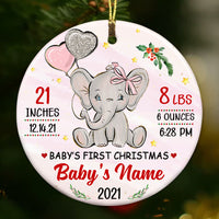 Personalized Elephant Baby First Christmas Circle Ornament NB121 87O53 thumb 1