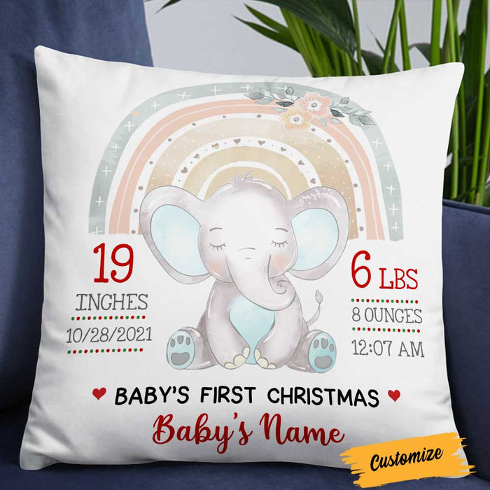 Personalized Elephant Baby Christmas Pillow NB26 30O58 1