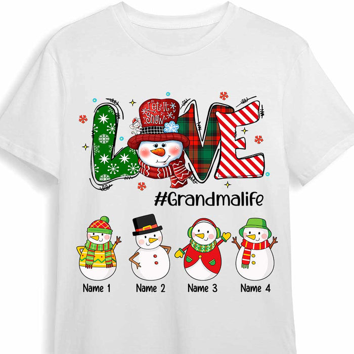Personalized Grandma Christmas Snowman T Shirt NB112 26O47 1