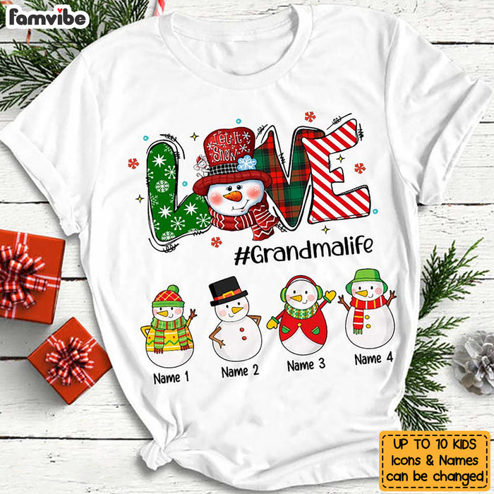 Personalized Grandma Christmas Snowman T Shirt NB112 26O47 1