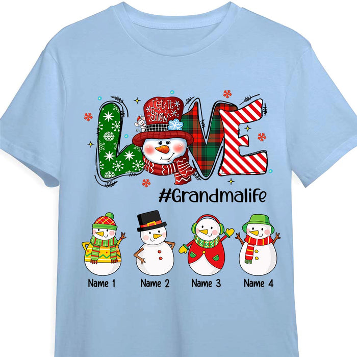 Personalized Grandma Christmas Snowman T Shirt NB112 26O47 1