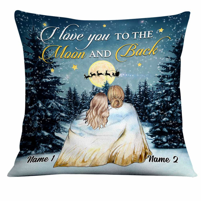 Personalized Mom Daughter Granddaughter Love You To The Moon And Back Pillow NB121 85O34 1
