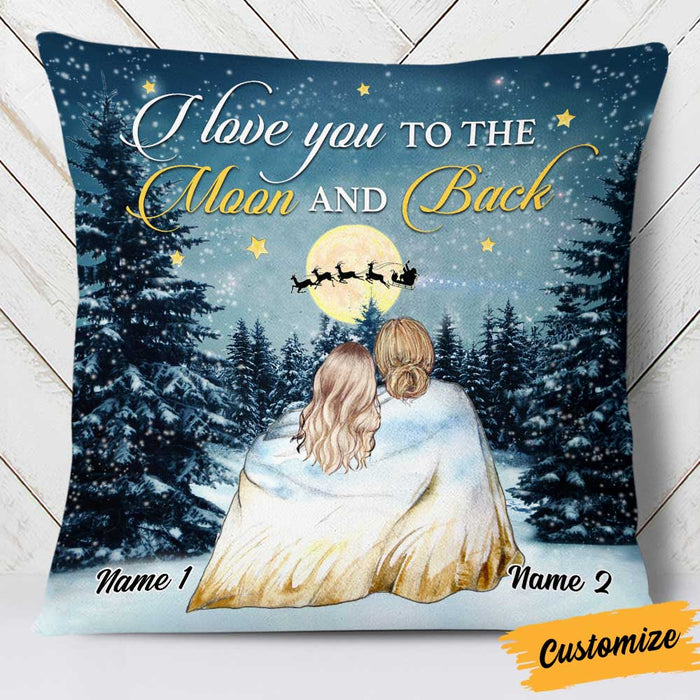 Personalized Mom Daughter Granddaughter Love You To The Moon And Back Pillow NB121 85O34 1