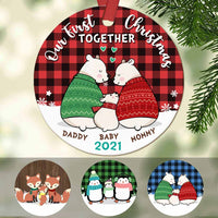 Personalized Family First Christmas Together Circle Ornament NB112 30O58 thumb 1