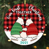 Personalized Family First Christmas Together Circle Ornament NB112 30O58 thumb 1