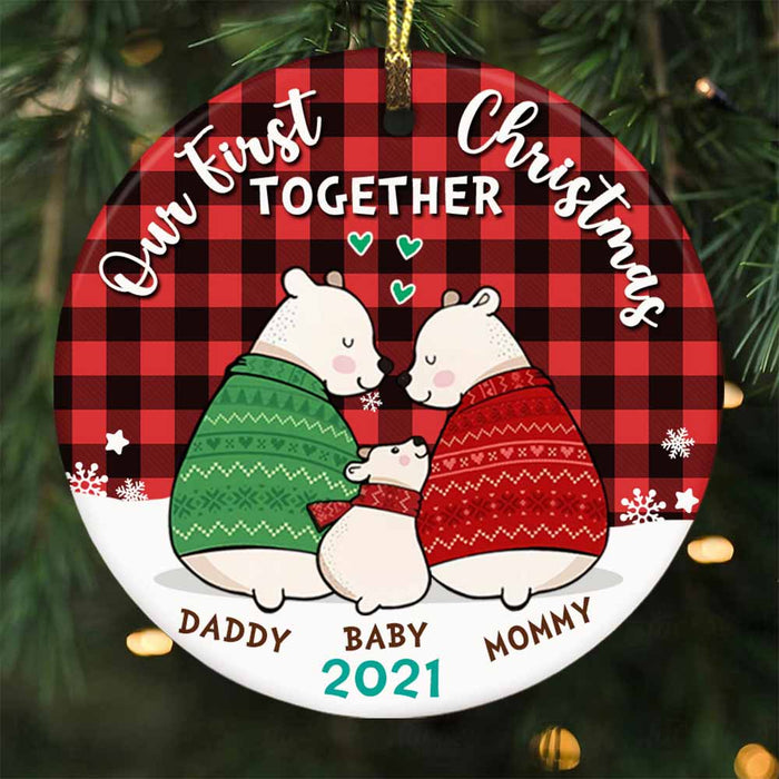 Personalized Family First Christmas Together Circle Ornament NB112 30O58 1