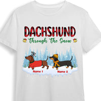 Personalized Dachshund Dog Through The Snow T Shirt NB113 95O57 thumb 1