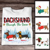 Personalized Dachshund Dog Through The Snow T Shirt NB113 95O57 1