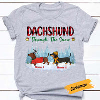 Personalized Dachshund Dog Through The Snow T Shirt NB113 95O57 thumb 1