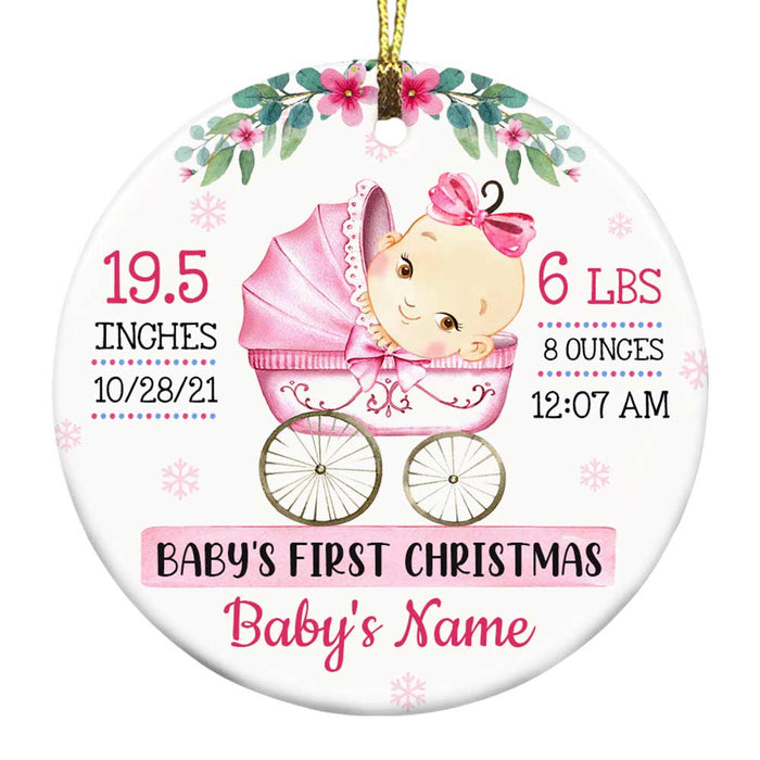 Personalized Baby First Christmas Circle Ornament NB122 95O47 1
