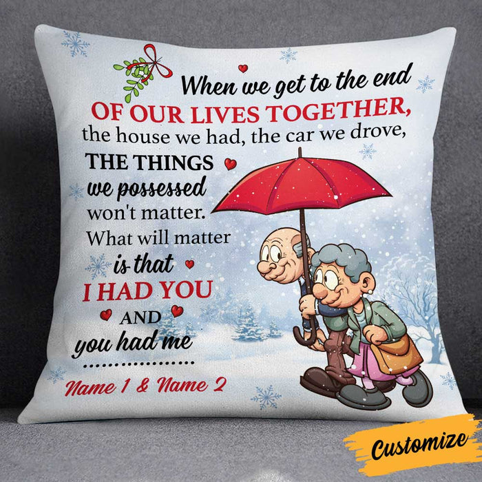 Personalized Christmas Elderly Couple Together Pillow NB121 23O34 1