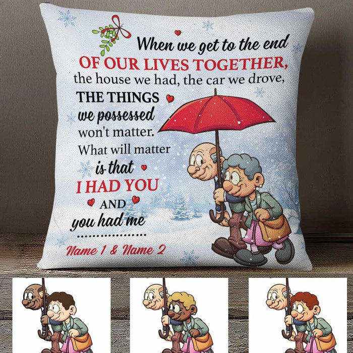 Personalized Christmas Elderly Couple Together Pillow NB121 23O34 1