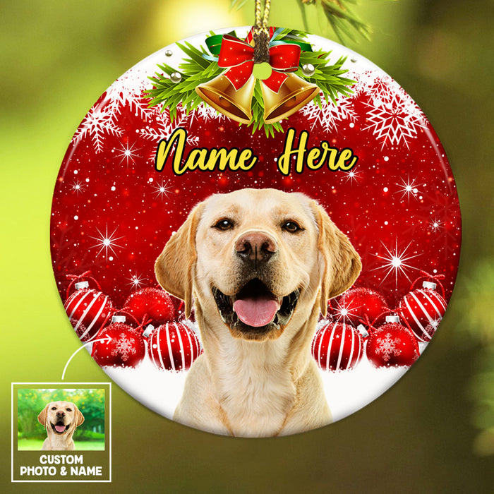 Personalized Dog Cat Photo Christmas Circle Ornament NB132 87O53 1