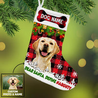 Personalized Dog Photo Christmas Santa Define Naughty Stocking NB131 85O36 thumb 1
