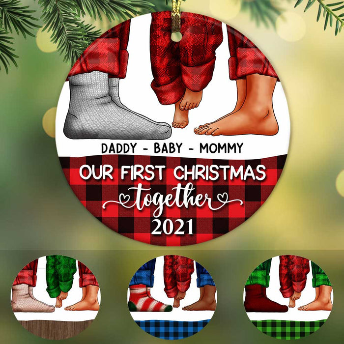Personalized Family First Christmas Circle Ornament NB181 30O58 1