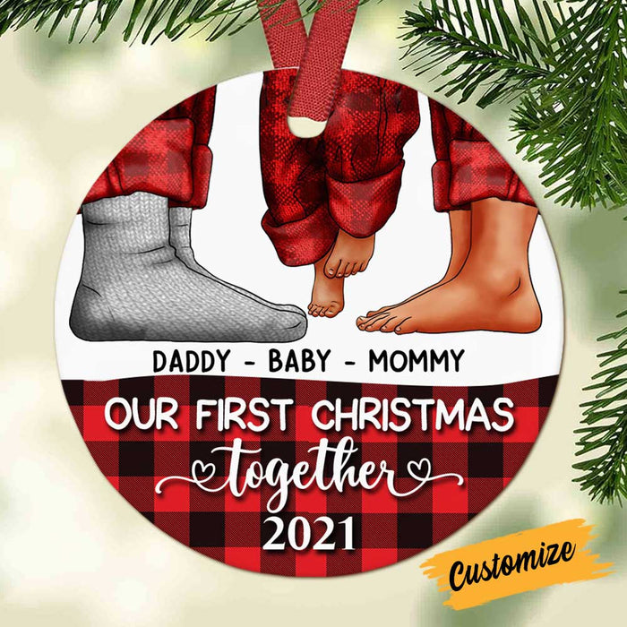 Personalized Family First Christmas Circle Ornament NB181 30O58 1