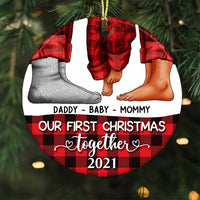 Personalized Family First Christmas Circle Ornament NB181 30O58 thumb 1