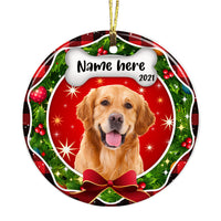 Personalized Christmas Dog First Christmas Photo Circle Ornament NB131 26O36 thumb 1