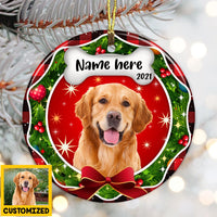 Personalized Christmas Dog First Christmas Photo Circle Ornament NB131 26O36 thumb 1