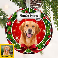 Personalized Christmas Dog First Christmas Photo Circle Ornament NB131 26O36 thumb 1