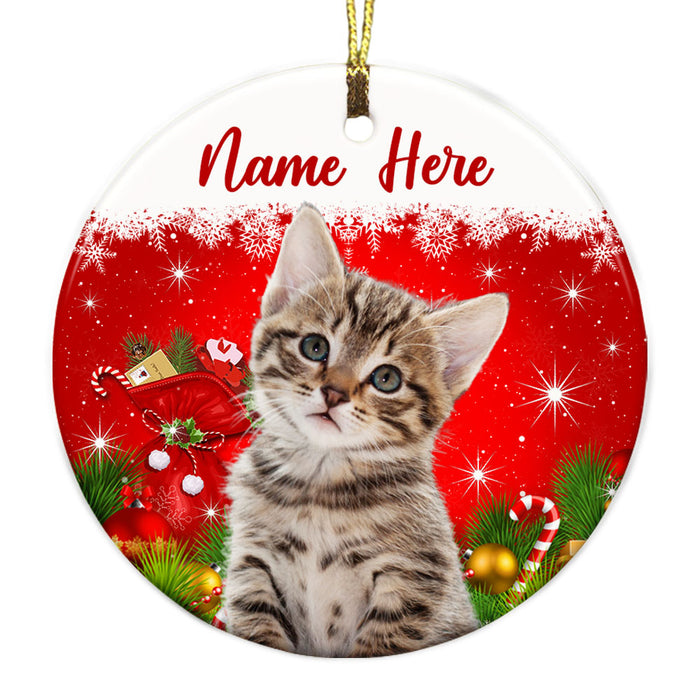 Personalized Dog Cat Photo Christmas Circle Ornament NB134 87O53 1