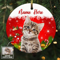 Personalized Dog Cat Photo Christmas Circle Ornament NB134 87O53 thumb 1