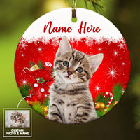 Personalized Dog Cat Photo Christmas Circle Ornament NB134 87O53 thumb 1