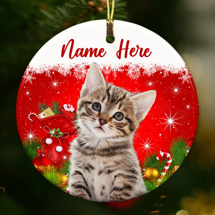 Personalized Dog Cat Photo Christmas Circle Ornament NB134 87O53 1