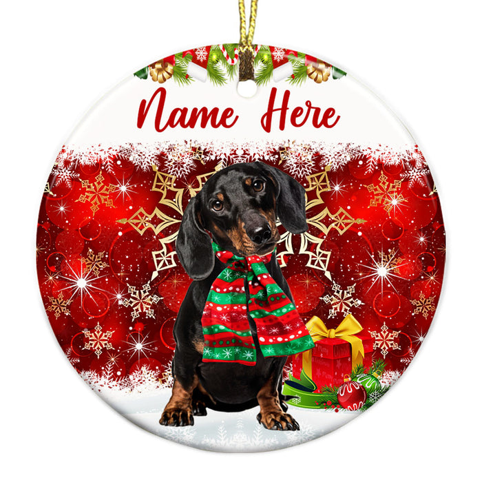 Personalized Dachshund Dog Christmas Circle Ornament OB204 87O53 1
