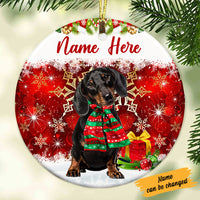 Personalized Dachshund Dog Christmas Circle Ornament OB204 87O53 thumb 1