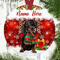 Personalized Dachshund Dog Christmas Circle Ornament OB204 87O53 thumb 1