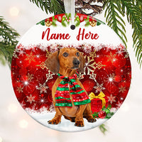 Personalized Dachshund Dog Christmas Circle Ornament OB204 87O53 thumb 1