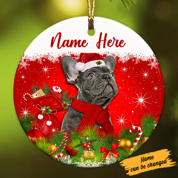 Personalized French Bulldog Dog Christmas Circle Ornament OB201 87O53 1