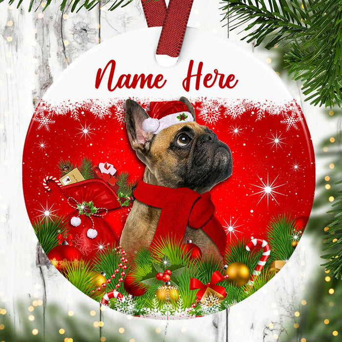 Personalized French Bulldog Dog Christmas Circle Ornament OB201 87O53 1