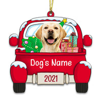Personalized Dog Photo Christmas Red Car Ornament NB151 87O53 thumb 1