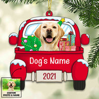 Personalized Dog Photo Christmas Red Car Ornament NB151 87O53 thumb 1
