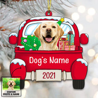 Personalized Dog Photo Christmas Red Car Ornament NB151 87O53 thumb 1