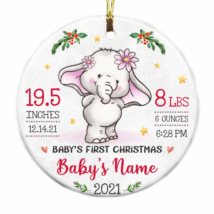 Personalized Baby First Christmas Elephant Circle Ornament NB154 24O57 1
