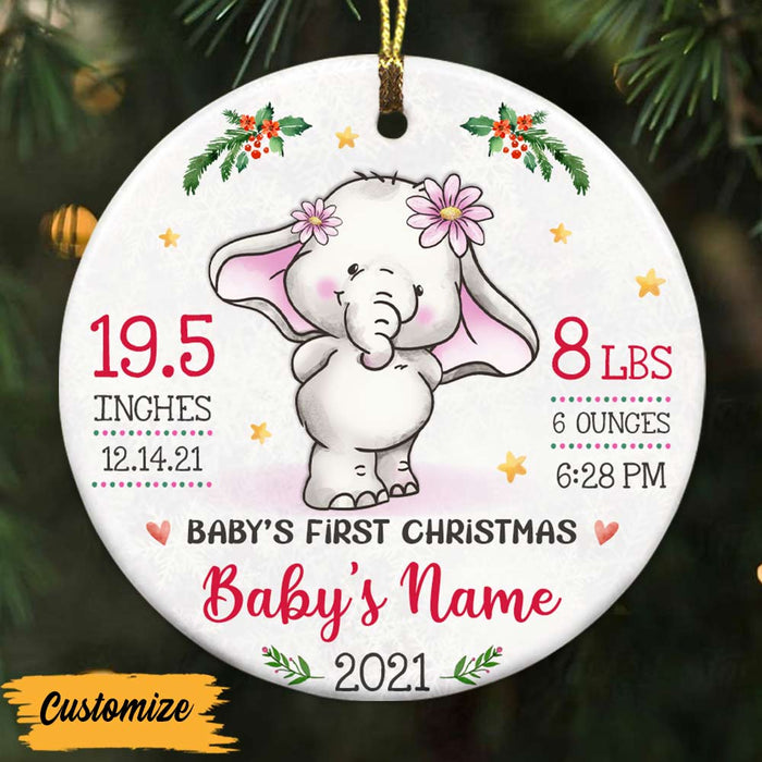 Personalized Baby First Christmas Elephant Circle Ornament NB154 24O57 1