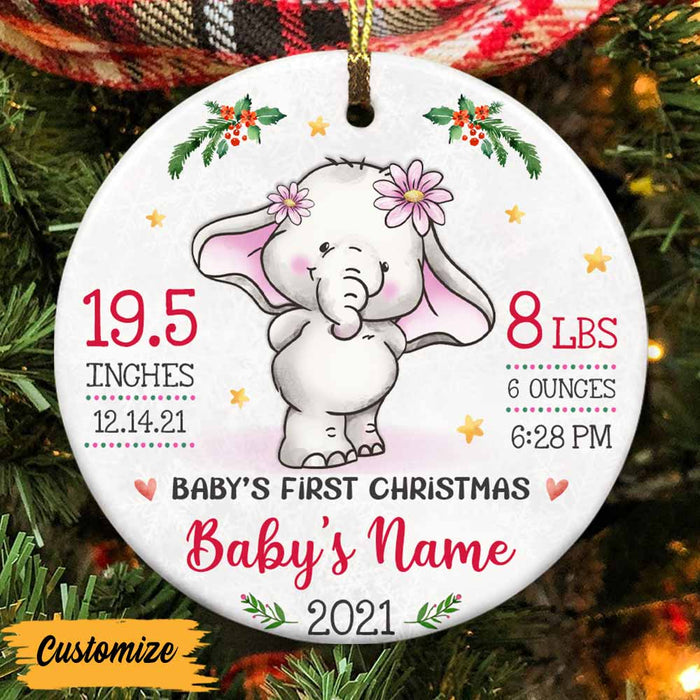 Personalized Baby First Christmas Elephant Circle Ornament NB154 24O57 1