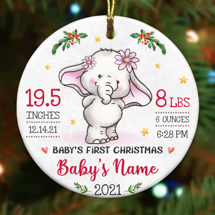 Personalized Baby First Christmas Elephant Circle Ornament NB154 24O57 1