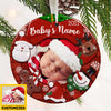 Personalized Baby First Christmas Photo Circle Ornament NB175 24O36 1