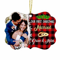 Personalized Couple First Christmas Married Engaged Photo Benelux Ornament NB172 85O34 thumb 1