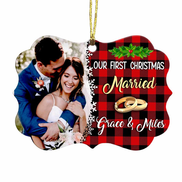 Personalized Couple First Christmas Married Engaged Photo Benelux Ornament NB172 85O34 1