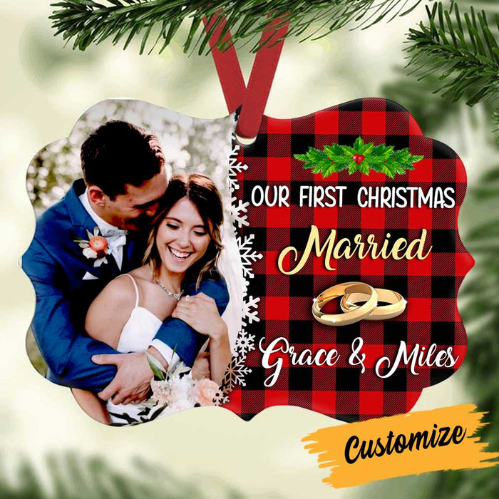 Personalized Couple First Christmas Married Engaged Photo Benelux Ornament NB172 85O34 1