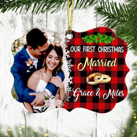 Personalized Couple First Christmas Married Engaged Photo Benelux Ornament NB172 85O34 thumb 1