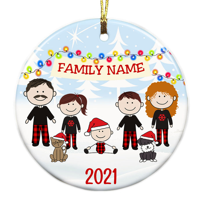 Personalized Family Christmas Circle Ornament NB172 87O53 1