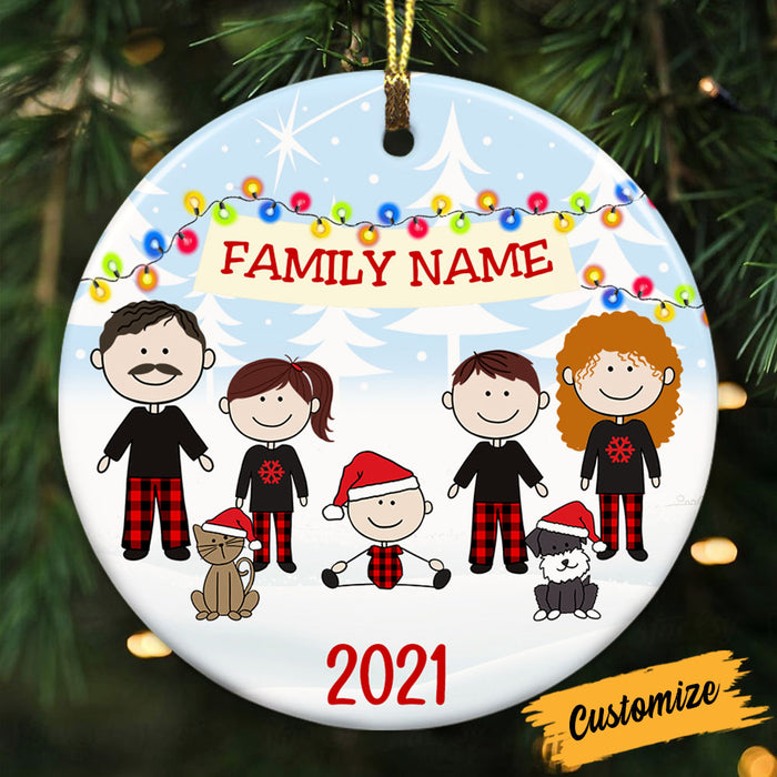 Personalized Family Christmas Circle Ornament NB172 87O53 1