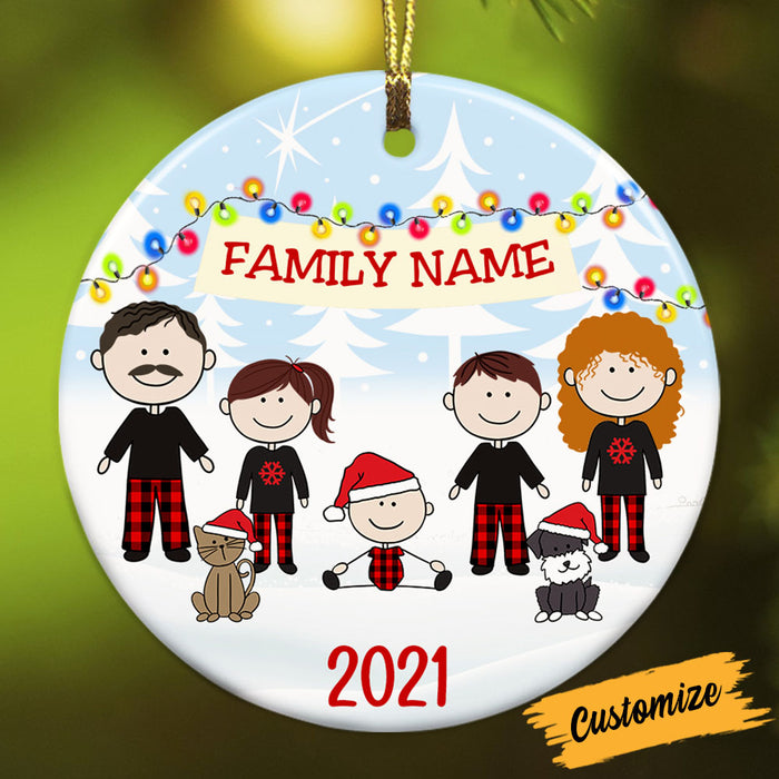 Personalized Family Christmas Circle Ornament NB172 87O53 1